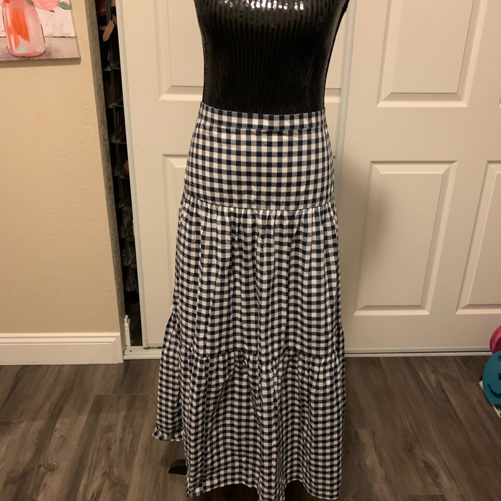 J Crew Factory Navy White Maxi Skirt XXL